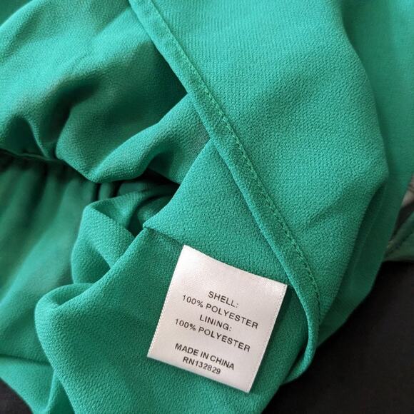 House of Harlow Revolve Dawn Mini Dress Small Green Leopard Satin Plunge V Neck - Picture 6 of 14